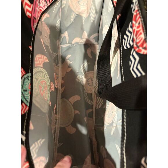 Ladies Multicolor Tote Bag Ocean Sea Turtle Design Spacious Interior - Picture 4 of 6